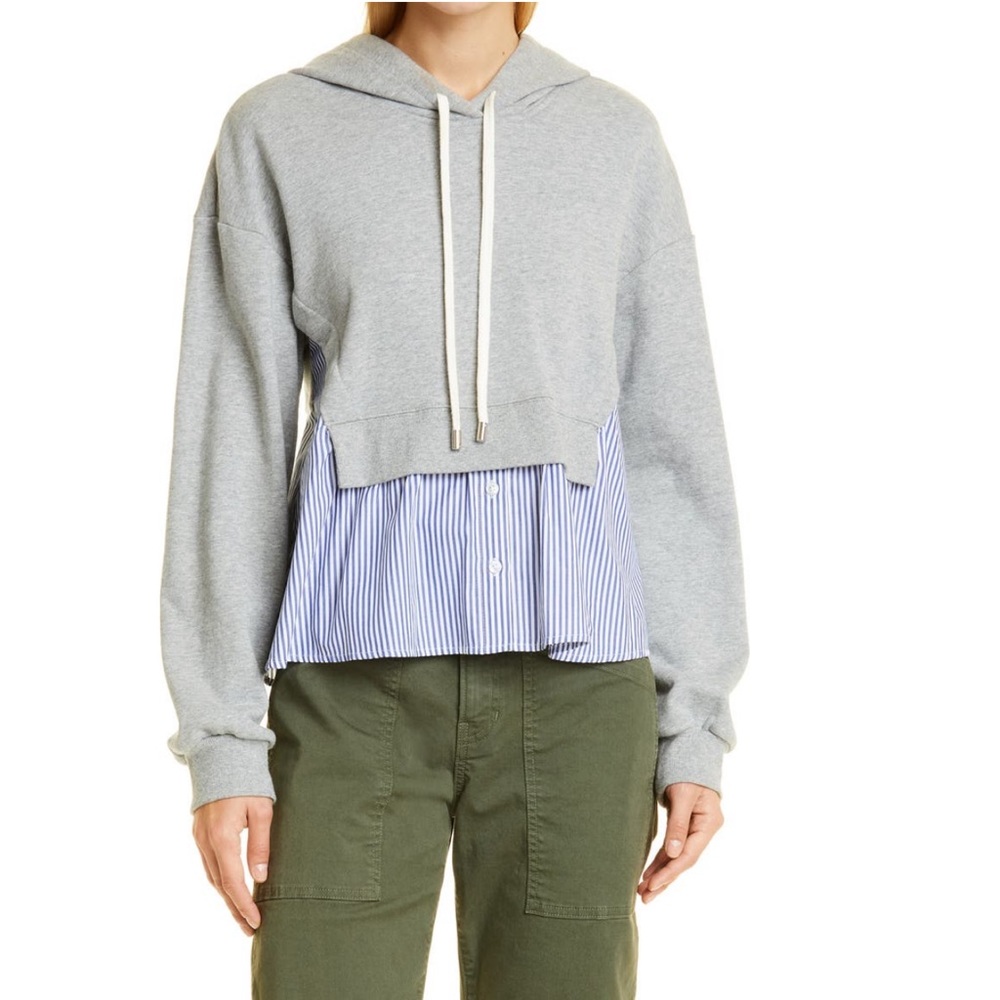 NWT Veronica Beard Hockley Mixed Media Hooded Sweatshirt size Medium